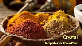  Presentation with food saffron - Slides enhanced with food saffron - variety of spices background and a tawny brown colored foreground