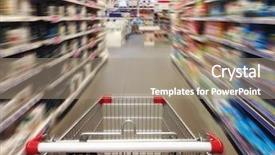  Presentation with supermarket - PPT theme enhanced with food resources - shopping in supermarket shoping cart background and a coral colored foreground