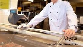  Presentation with frozen - Beautiful presentation theme featuring view of frozen meat backdrop and a coral colored foreground