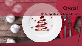  Presentation with christmas chocolate - Slide deck enhanced with food sauce - christmas fir tree made background and a red colored foreground