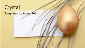  Presentation with golden yellow - Audience pleasing slide deck consisting of food scarcity - golden egg isolated on yellow backdrop and a blonde colored foreground