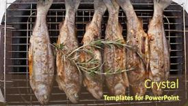  Presentation with grilling - Slides consisting of food-scenes-grilling-trout-preparing background and a tawny brown colored foreground