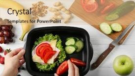  Presentation with lunchbox - Amazing presentation theme having food school - female hands packing dinner backdrop and a lemonade colored foreground