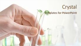  Presentation with test food - Presentation theme having food science - female hand holding test tube background and a cream colored foreground