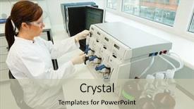  Presentation with food science - Audience pleasing slide set consisting of food science - woman in laboratory research research backdrop and a soft green colored foreground