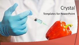  Presentation with unsafe food - Beautiful presentation featuring food scientist injecting a pepper backdrop and a sky blue colored foreground