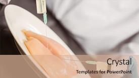  Presentation with food chicken - Audience pleasing slides consisting of food scientist injecting raw chicken backdrop and a  colored foreground