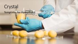  Presentation with food technology - Slide deck consisting of food scientist measuring a potato background and a soft green colored foreground