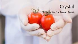  Presentation with laboratory food - Presentation theme featuring food scientist showing tomatoes background and a lemonade colored foreground