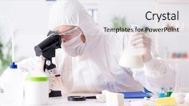  Presentation with animal testing scientist doing experiment - Presentation theme having food scientist testing new stuff background and a  colored foreground