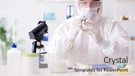  Presentation with street food new york - PPT theme consisting of food scientist testing new stuff background and a  colored foreground