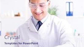  Presentation with testing - Amazing presentation design having food scientist testing new stuff in the lab backdrop and a sky blue colored foreground