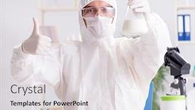  Presentation with testing - PPT layouts featuring food scientist testing new stuff in the lab background and a light gray colored foreground