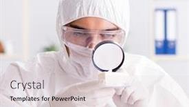  Presentation with testing - PPT layouts having food-scientist-testing-new-stuff background and a light gray colored foreground