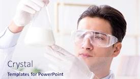  Presentation with testing - Slides enhanced with food-scientist-testing-new-stuff background and a sky blue colored foreground