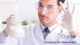  Presentation with testing - Amazing slide set having food-scientist-testing-new-stuff backdrop and a sky blue colored foreground