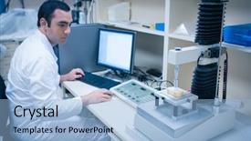  Presentation with food technology - Colorful PPT layouts enhanced with food scientist using technology backdrop and a light blue colored foreground