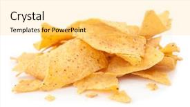  Presentation with food chips - Colorful PPT theme enhanced with food scraps - stack of triangular chips backdrop and a blonde colored foreground