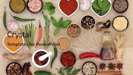  Presentation with olive oil - Slides enhanced with food seasoning with herb background and a coral colored foreground