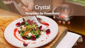  Presentation with food red - Amazing PPT layouts having food service - chef is adding red sauce backdrop and a coral colored foreground