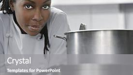  Presentation with food service - Beautiful presentation featuring food service - closeup of an african american backdrop and a gray colored foreground