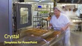  Presentation with pastries - Slide set featuring food service - female kitchen porter pushes background and a tawny brown colored foreground