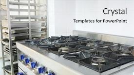 Presentation with professional - Cool new presentation theme with food service - professional kitchen stove backdrop and a white colored foreground