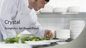  Presentation with food service - Presentation theme enhanced with food service - side view of a male background and a light gray colored foreground
