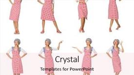  Presentation with white and black woman climbing ladders - PPT layouts with food services collage - woman cook isolated background and a lemonade colored foreground