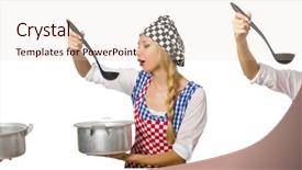  Presentation with background - Cool new slides with food services collage - woman cook isolated backdrop and a lemonade colored foreground
