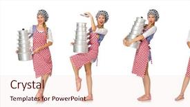  Presentation with empowered woman - Amazing slides having food services collage - woman cook isolated backdrop and a  colored foreground