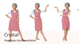  Presentation with white and black woman climbing ladders - Audience pleasing slide set consisting of food services collage - woman cook isolated backdrop and a lemonade colored foreground