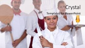  Presentation with leveling staff - Slide set enhanced with erfolg - german word for success - puzzle 3d render illustration with word on blue background background and a sky blue colored foreground