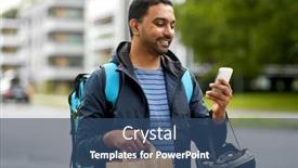  Presentation with food city - Presentation theme featuring food-shipping-profession-and-people background and a ocean colored foreground