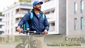  Presentation with food city - Slide set enhanced with food-shipping-profession-and-people background and a  colored foreground