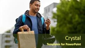  Presentation with food city - Slide deck enhanced with food-shipping-profession-and-people background and a tawny brown colored foreground