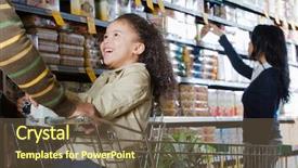  Presentation with family shopping - Presentation theme having differential - family shopping in a supermarket background and a tawny brown colored foreground