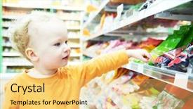  Presentation with grocery store - Audience pleasing presentation theme consisting of food shopping at grocery store backdrop and a yellow colored foreground