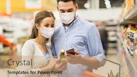  Presentation with virus disease - Audience pleasing slides consisting of food-shopping-consumerism-and-pandemic backdrop and a coral colored foreground