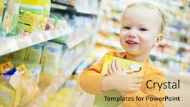  Presentation with baby food - Beautiful theme featuring food shopping in grocery store backdrop and a yellow colored foreground