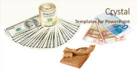  Presentation with economy - Slide deck with food shortage - economy crisis euro currency concept background and a  colored foreground