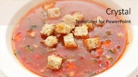  Presentation with plate boundaries - PPT layouts featuring food soup - plate of fresh gazpacho background and a coral colored foreground
