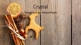  Presentation with christmas food - Colorful theme enhanced with food spices background - christmas homemade gingerbread deer backdrop and a coral colored foreground