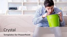  Presentation with vomiting - Cool new presentation theme with food spoilage - man suffering from sick stomach backdrop and a lemonade colored foreground