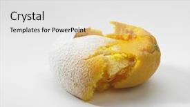  Presentation with food white - Colorful presentation theme enhanced with food spoilage - rotten orange on white background backdrop and a  colored foreground