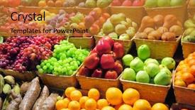  Presentation with market food - Beautiful slides featuring food stall - fresh fruits at a market backdrop and a gold colored foreground
