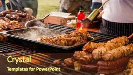  Presentation with food bbq - Cool new presentation theme with food stall - preparation bbq on the midsummer backdrop and a tawny brown colored foreground