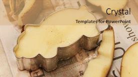  Presentation with stamp - Presentation design having food stamps - pig stamp cut background and a coral colored foreground