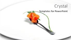  Presentation with food fish - Theme consisting of food still life spoon fish background and a white colored foreground