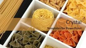  Presentation with storage - Presentation theme enhanced with food storage - different types of pasta background and a  colored foreground